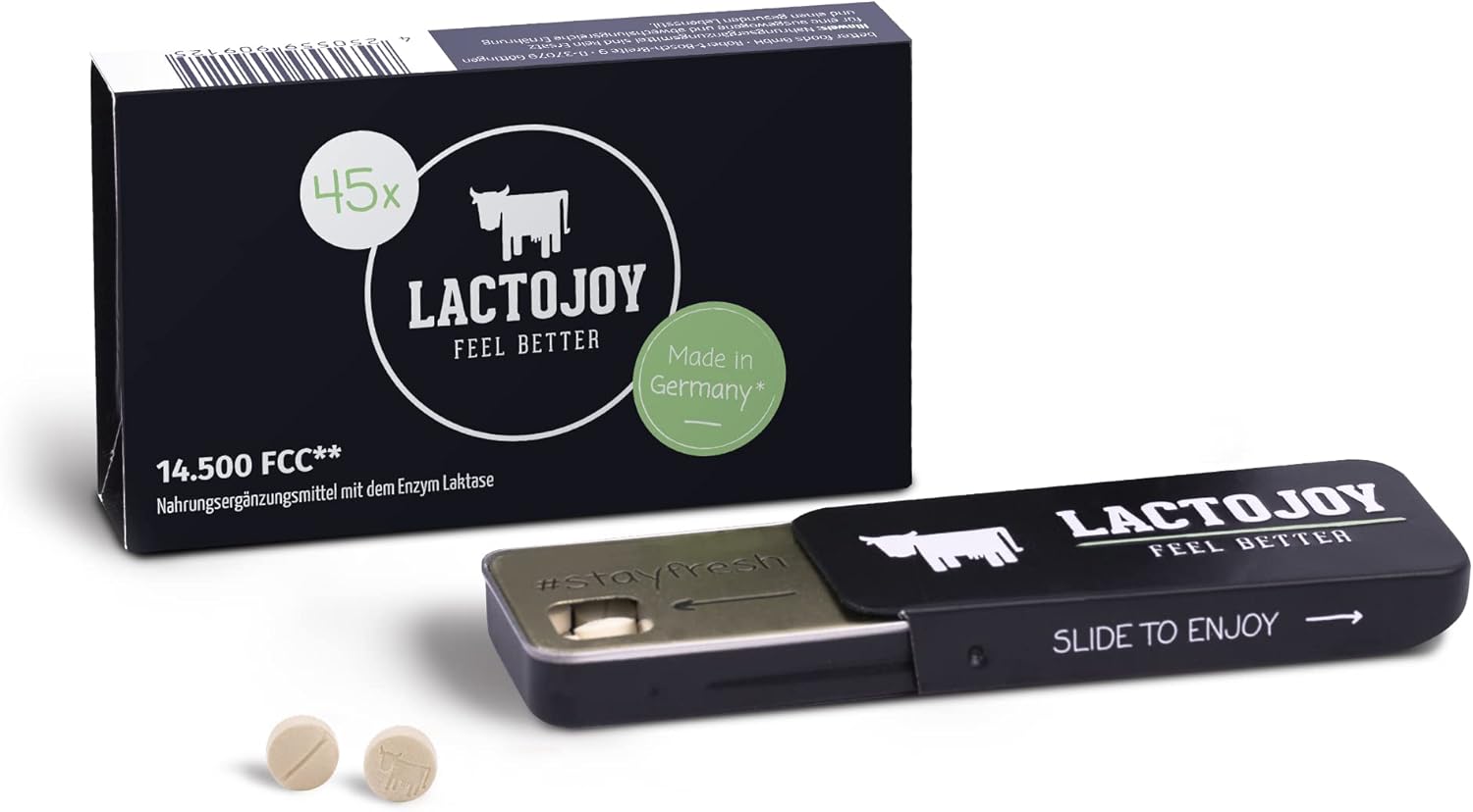 LactoJoy Laktase-Tabletten bei Laktoseintoleranz 14.500 FCC - 45 Stück | Hilft bei Milch ...